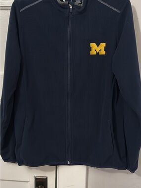 Navy Full-Zip Jacket with Yellow 'M' Patch